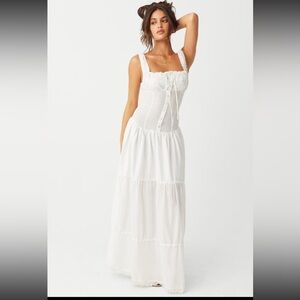 FRANKIES BIKINIS CHRISTABELLE RUFFLE MAXI DRESS WHITE